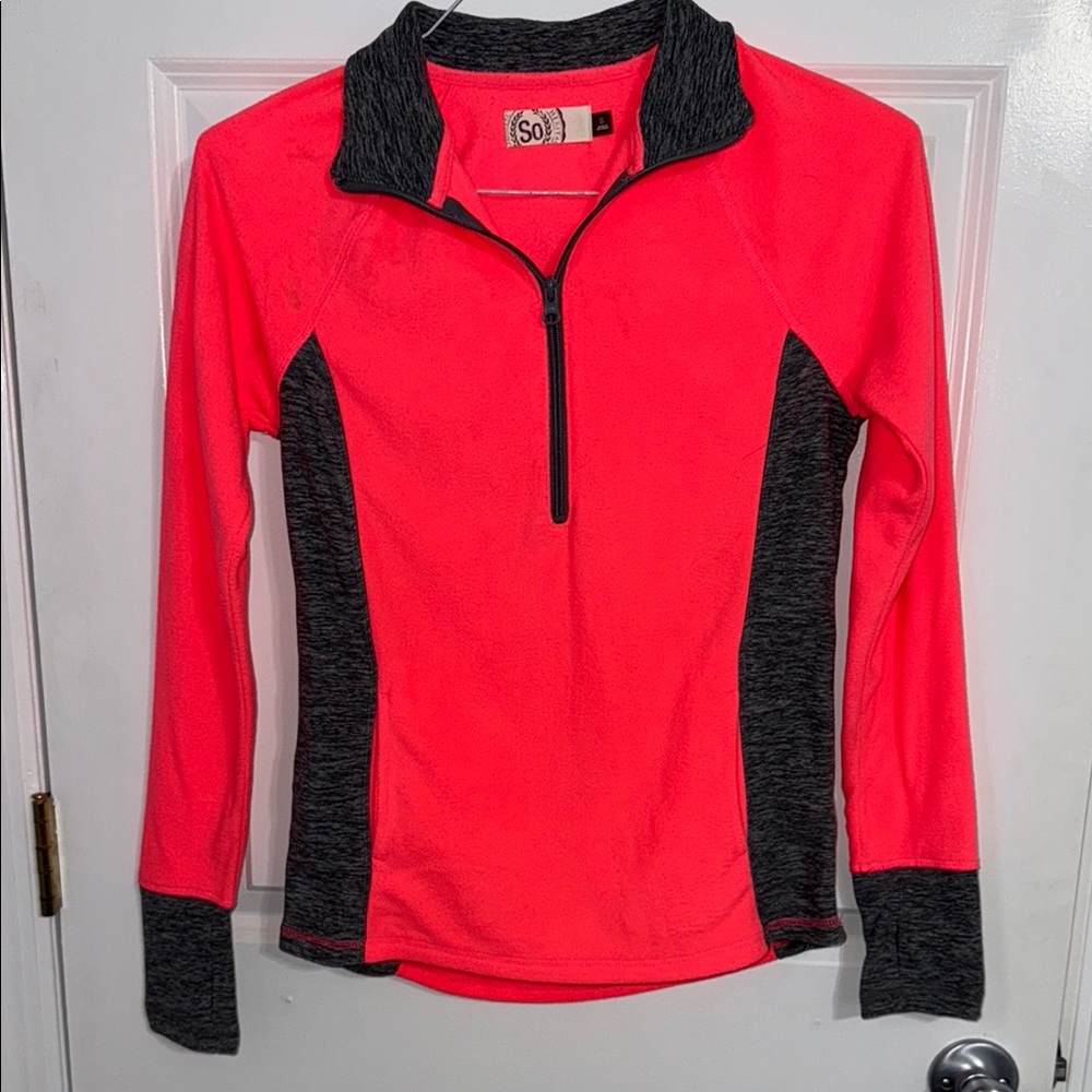 SO Women's Pink and Black Quarter-Zip Top
